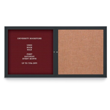 United Visual Products Corkboard, 72"x36", Black/Satin UV406PLUS-SATIN-BLACK